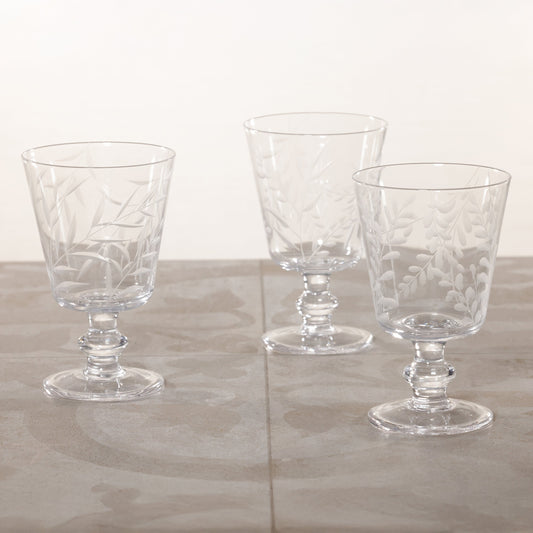 Etched All Purpose Goblets - Set of 3 Assorted Glasses