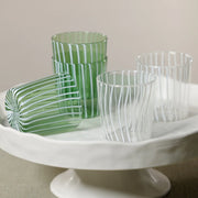Marina White Stripe Glass Tumbler in White (Set of 6)