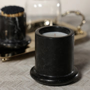 Marbella Scented Candle Jar with Cloche - Black Marquina Marble