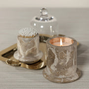 Marbella Scented Candle Jar with Cloche – Crema Fossil Marble