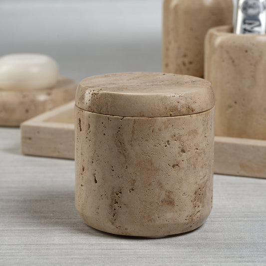 Travertine Marble Lidded Canister