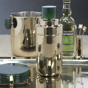 Spiga Stainless Steel Cocktail Shaker, Gold with Emerald Cap