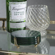 Spiga 4-Piece Set Coasters on Stand, Green with Gold Accent