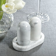 Marmora Marble Salt and Pepper Shaker on Tray