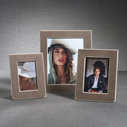 Raffia Over Nappa Cream Leather Photo Frame, 5x7