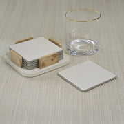 Sotto Leather with Burl Veneer Coaster Ivory