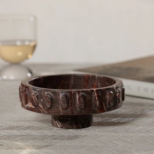 Marbella Red Levanto Marble Pedestal Decorative Bowl