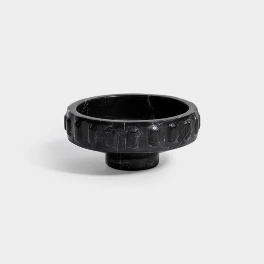 Marbella Black Marquina Marble Pedestal Decorative Bowl