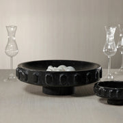 Shallow Marble Pedestal Decorative Bowl - Black Marquina