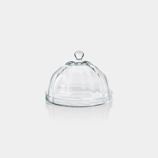 Loulou Optic Pastry Glass Plate with Cloche