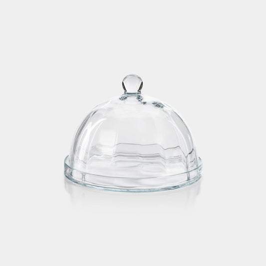 Loulou Optic Pastry Glass Plate with Cloche
