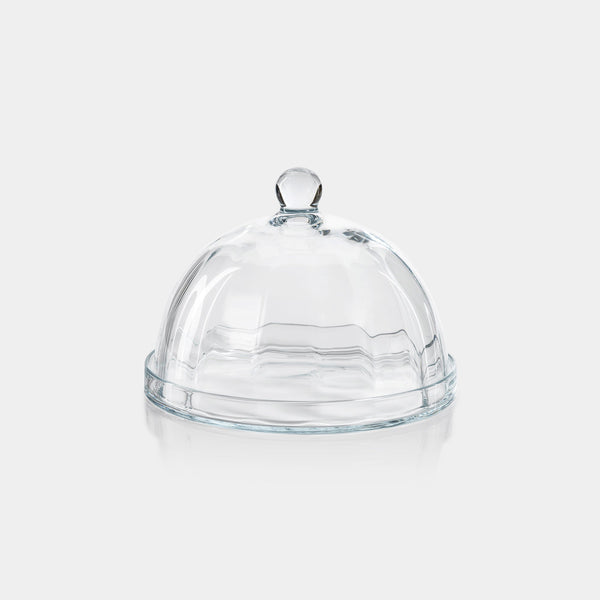 Loulou Optic Pastry Glass Plate with Cloche