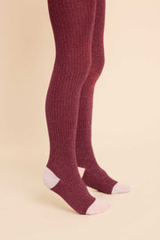 Vera Tights in Cranberry and Pink Glitter