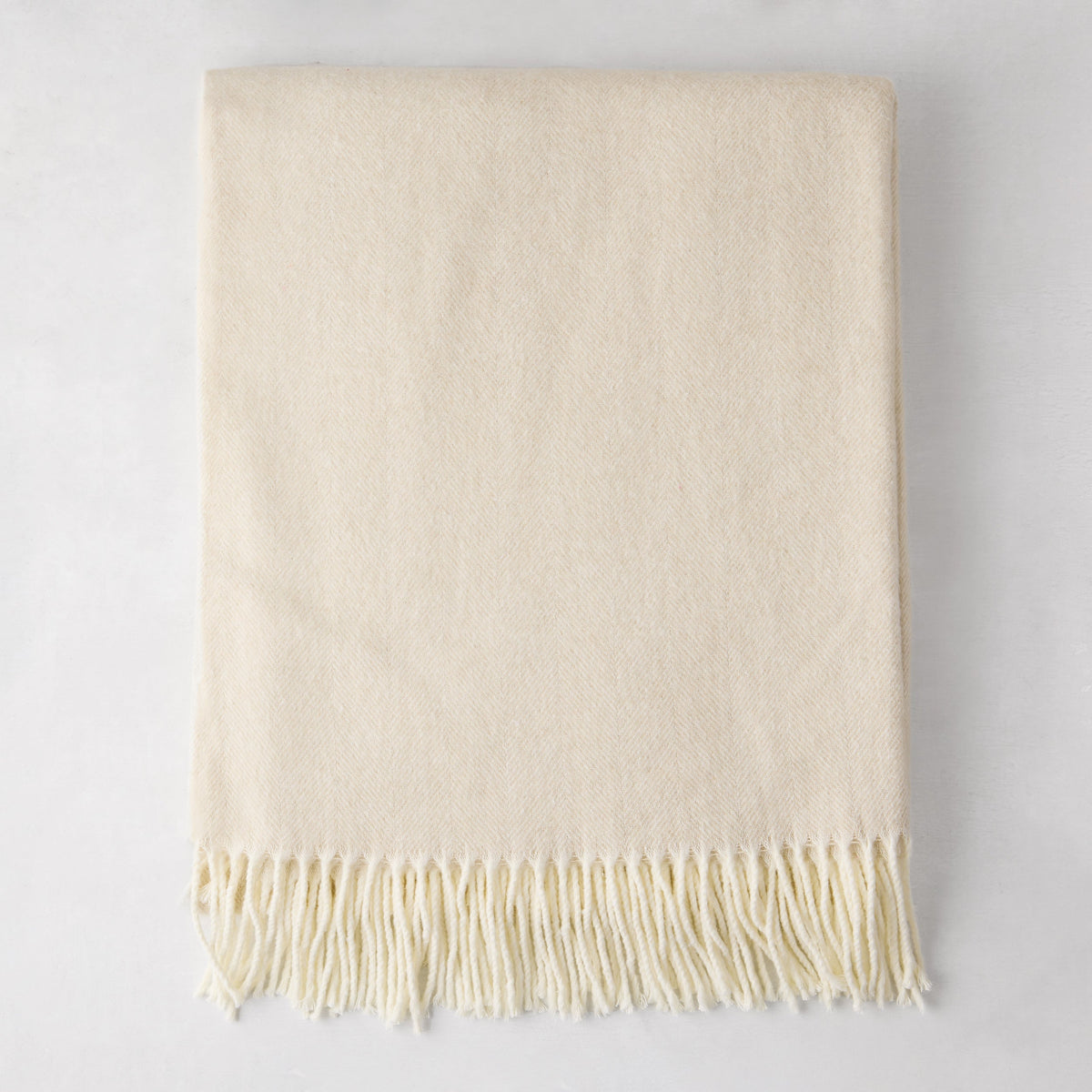 Birch Off-White Italian Herringbone Throw Blanket