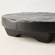 Black Wood Round Footed Serving Board with Handle