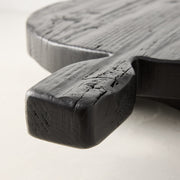 Black Wood Round Footed Serving Board with Handle