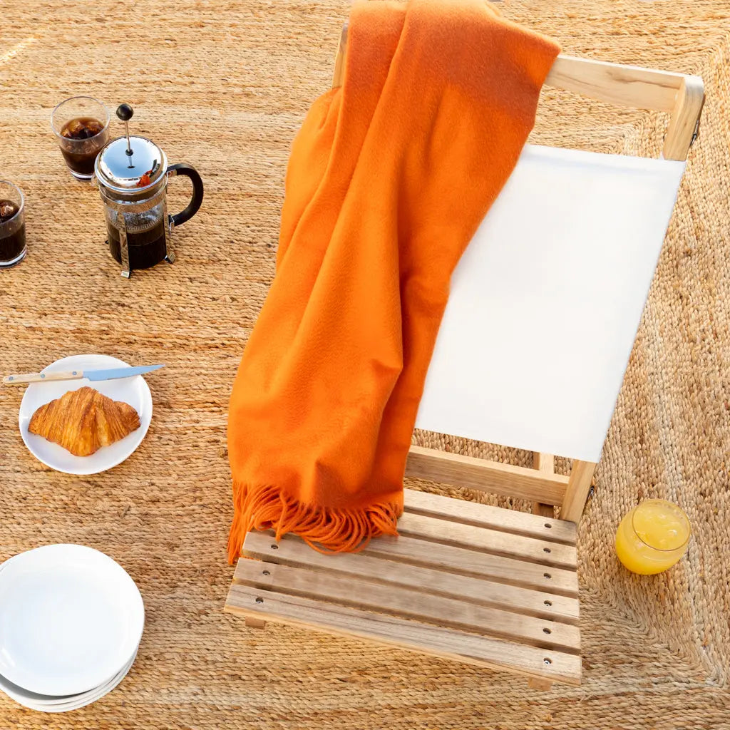 Bright Orange Cashmere Throw Blanket