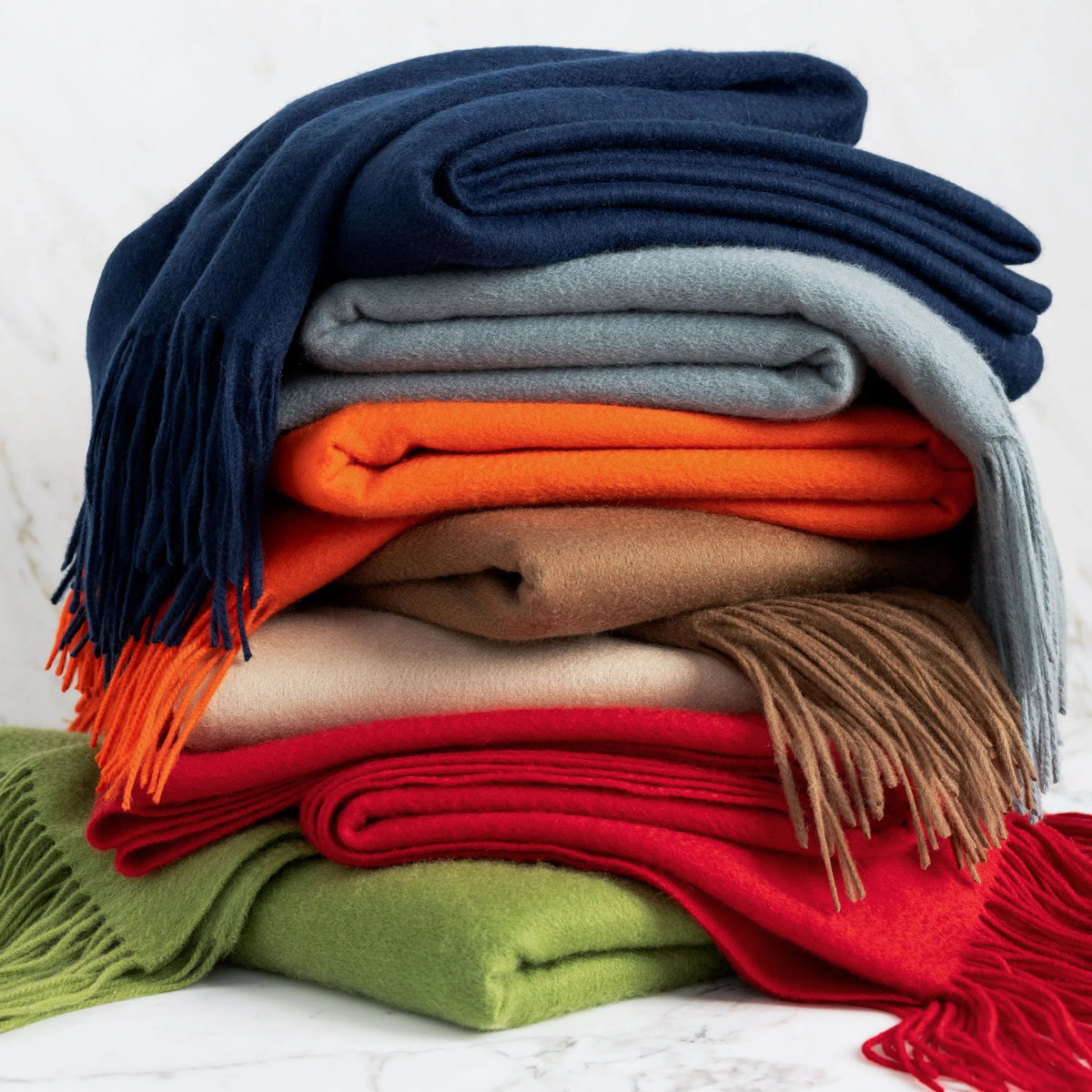 Bright Orange Cashmere Throw Blanket