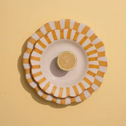 Ceramic stripe Salad Plate, Yellow- 8.25x 8.25 x 1.25 Inches