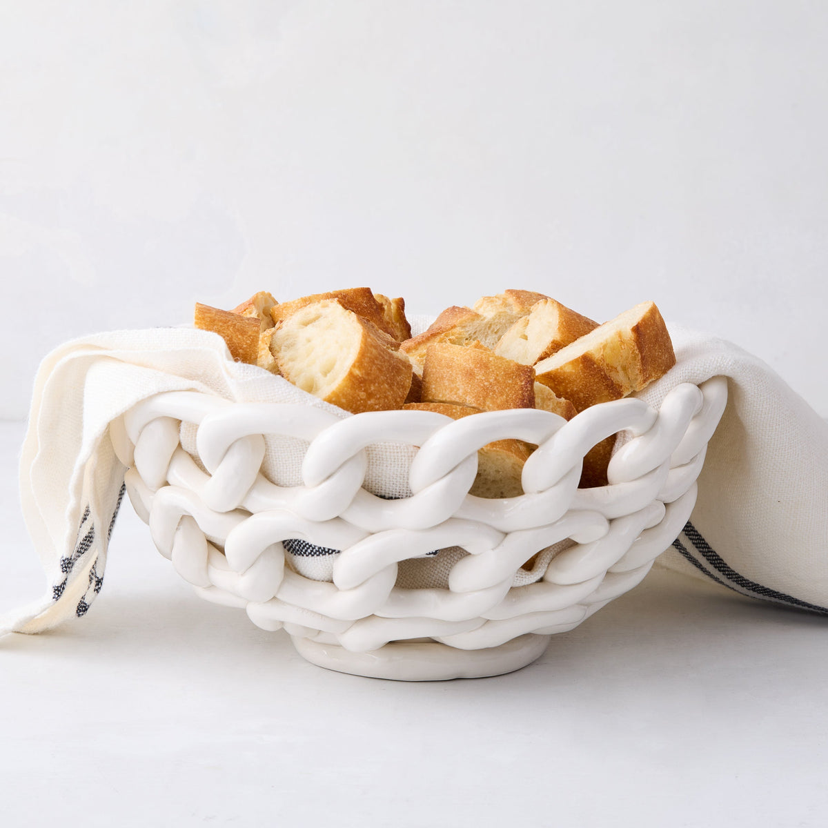 Ceramic Braided Bread Serving Bowl