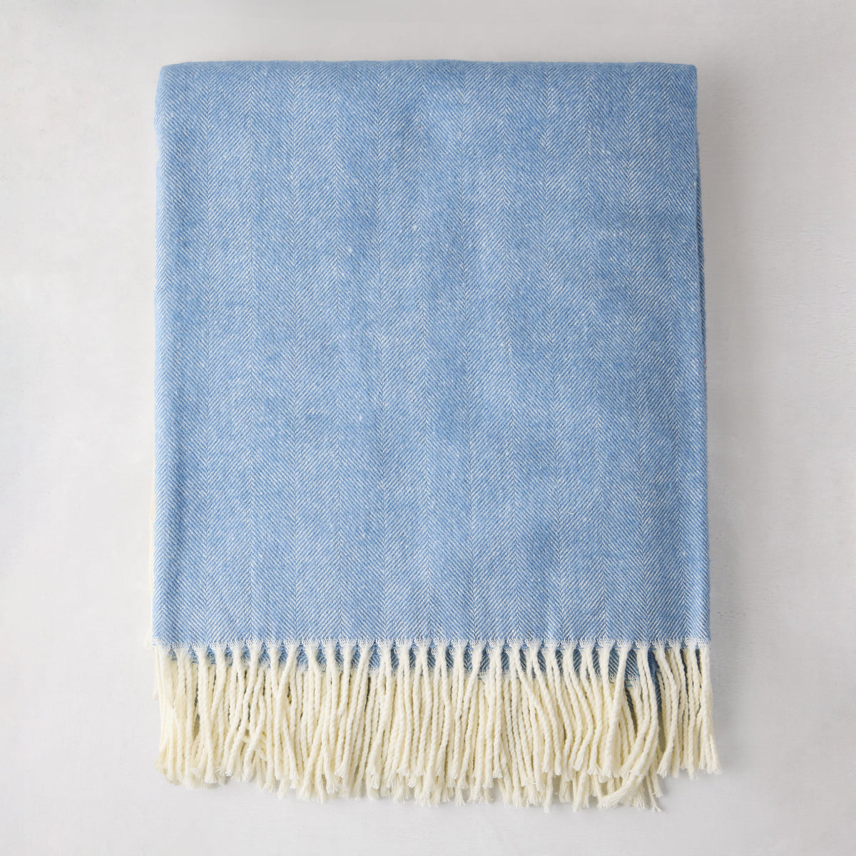 Chambray Blue Italian Herringbone Throw Blanket