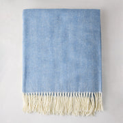 Chambray Blue Italian Herringbone Throw Blanket