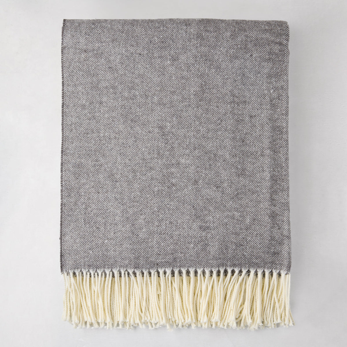 Charcoal Gray Italian Herringbone Throw Blanket