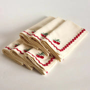 Cherry Crush Embroidered Napkins , Set of 6 - 16x16 Inches