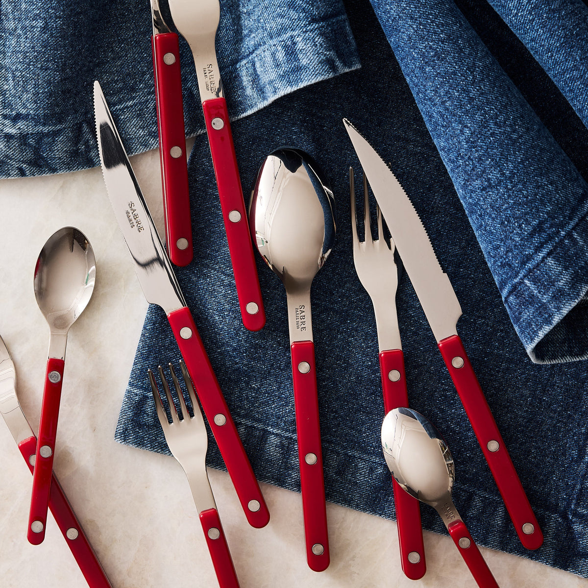 Cherry Red Bistro 5-Piece Flatware Set