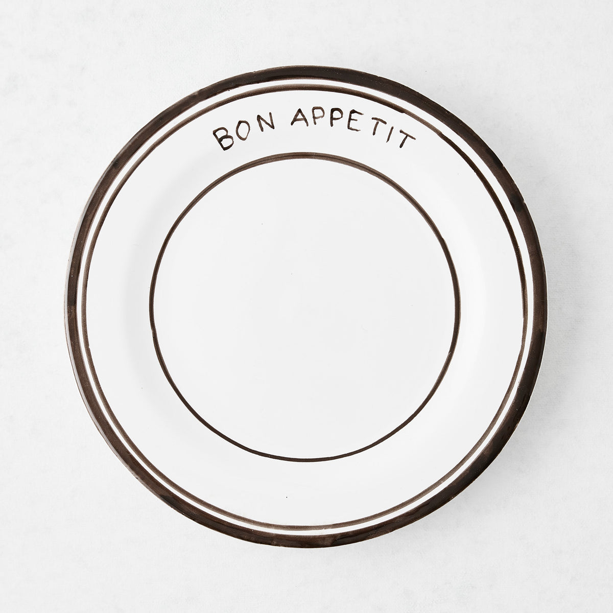 Chocolate Brown Painted Bon Appetit Ceramic Salad Plate