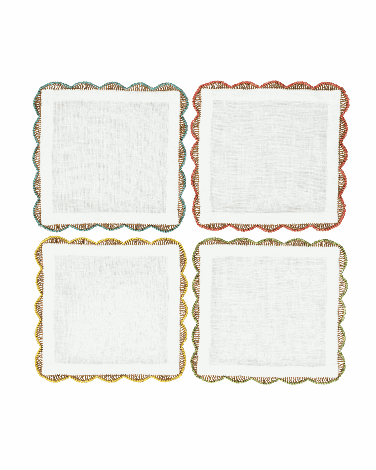 Hand Crocheted Amalfi Cocktail Napkins 6"x6" (Set of 4)