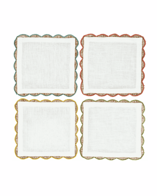Hand Crocheted Amalfi Cocktail Napkins 6"x6" (Set of 4)