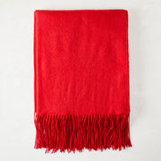 Crimson Red Cashmere Throw Blanket
