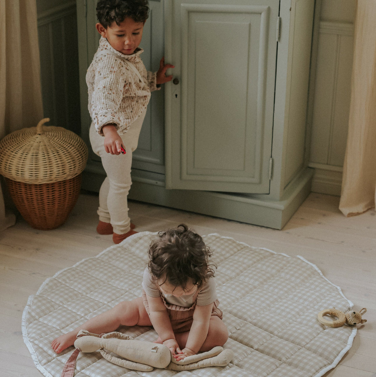 Picnic Gingham Play Mat - Beige