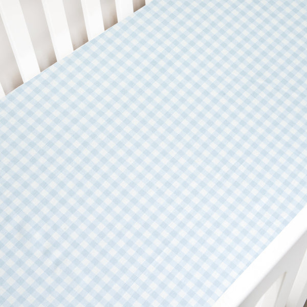 Picnic Gingham Crib Sheet - Blue