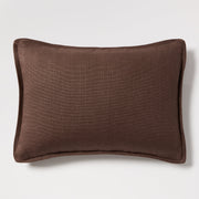 Dark Brown Tonal Reversible Velvet and Linen Lumbar Throw Pillow