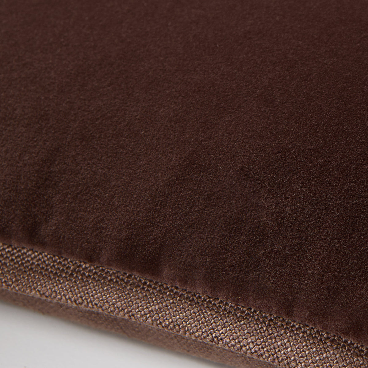 Dark Brown Tonal Reversible Velvet and Linen Lumbar Throw Pillow