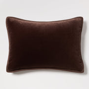 Dark Brown Tonal Reversible Velvet and Linen Lumbar Throw Pillow