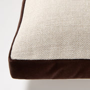 Dark Brown Velvet Gusseted and Linen Lumbar Throw Pillow
