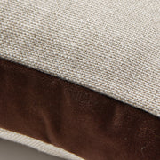 Dark Brown Velvet Gusseted and Linen Square Throw Pillow