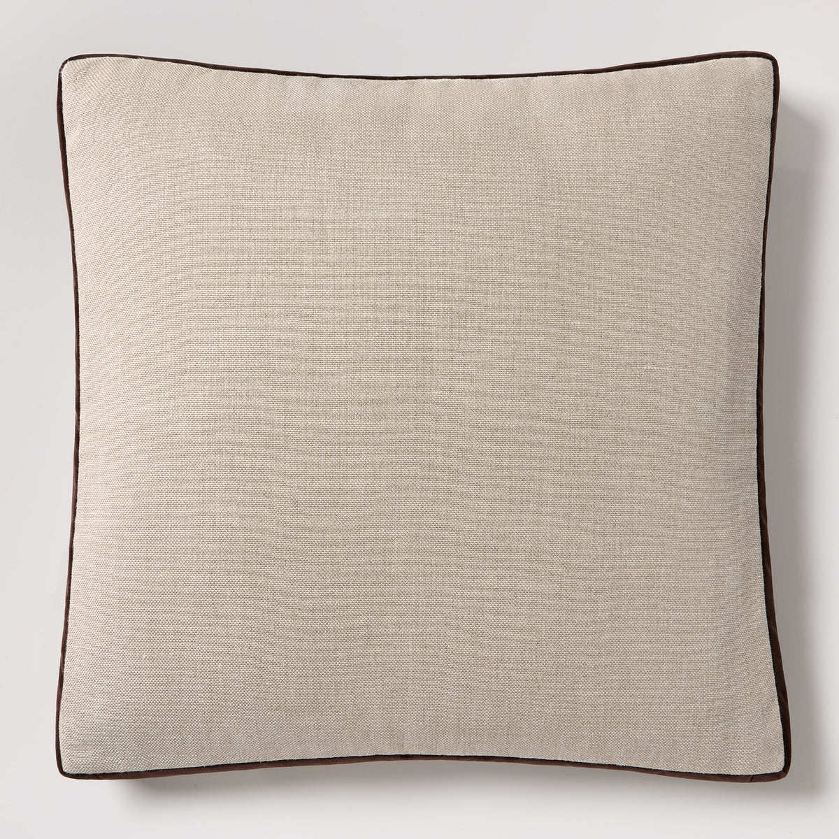 Dark Brown Velvet Gusseted and Linen Square Throw Pillow