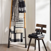 Diane Keaton + Hudson Grace Alpaca Black & White Striped Throw Blanket