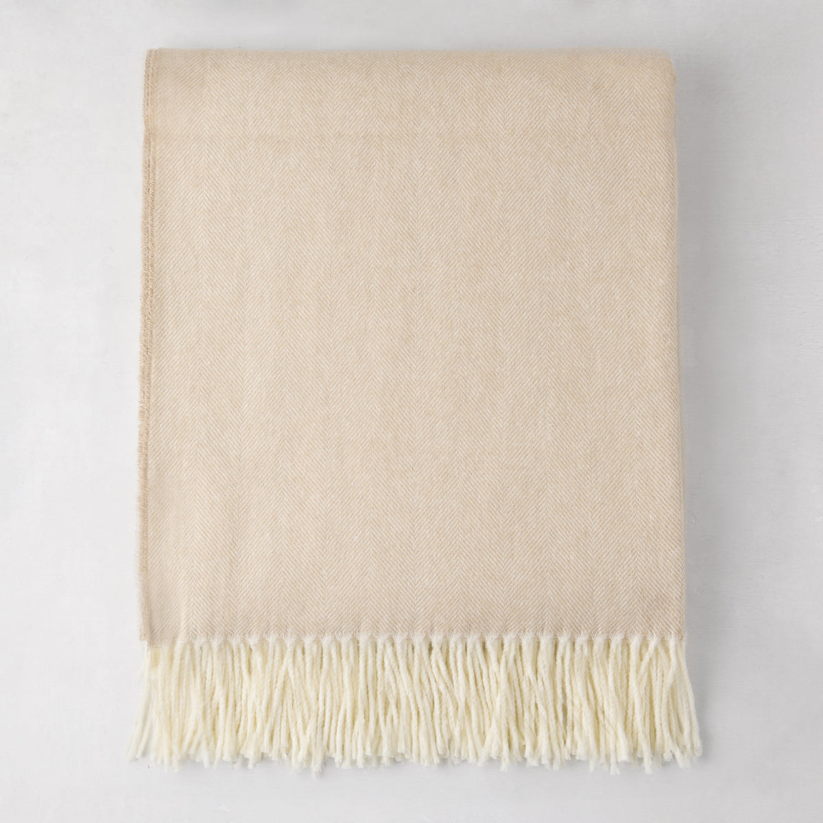 Dune Beige Italian Herringbone Throw Blanket