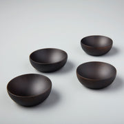 Ebony Teak Wood Pinch Bowls, Set of 4