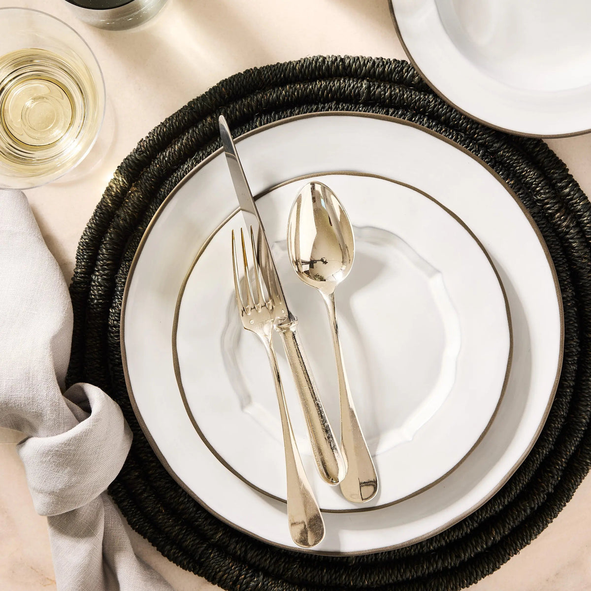 French Vintage Silver Flatware, Set of 12