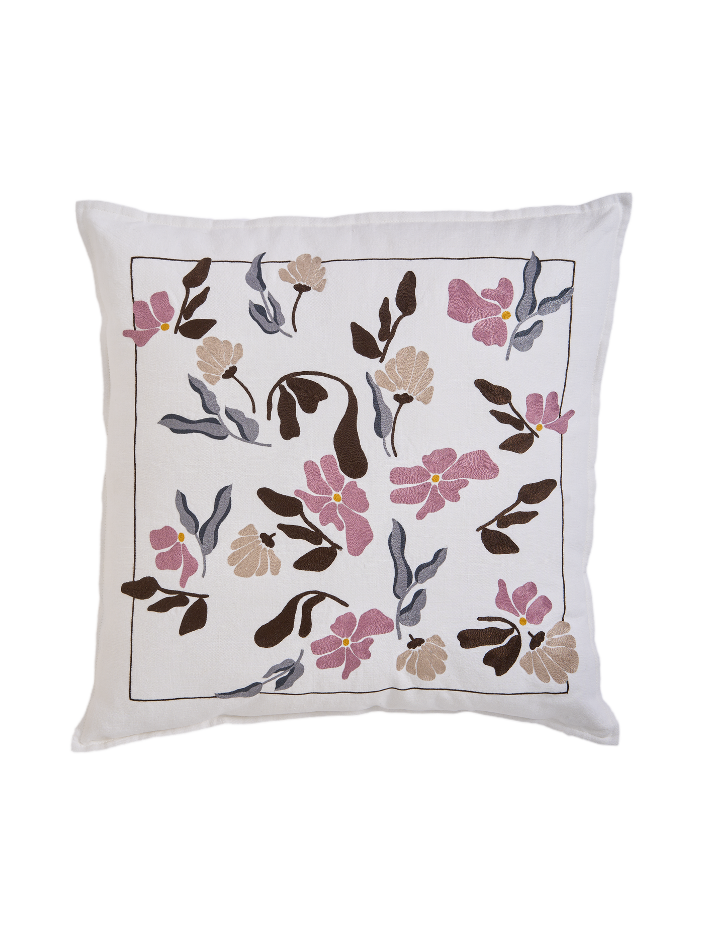 Hand Embroidered  Bouquet Pillow Cover 20" x 20"