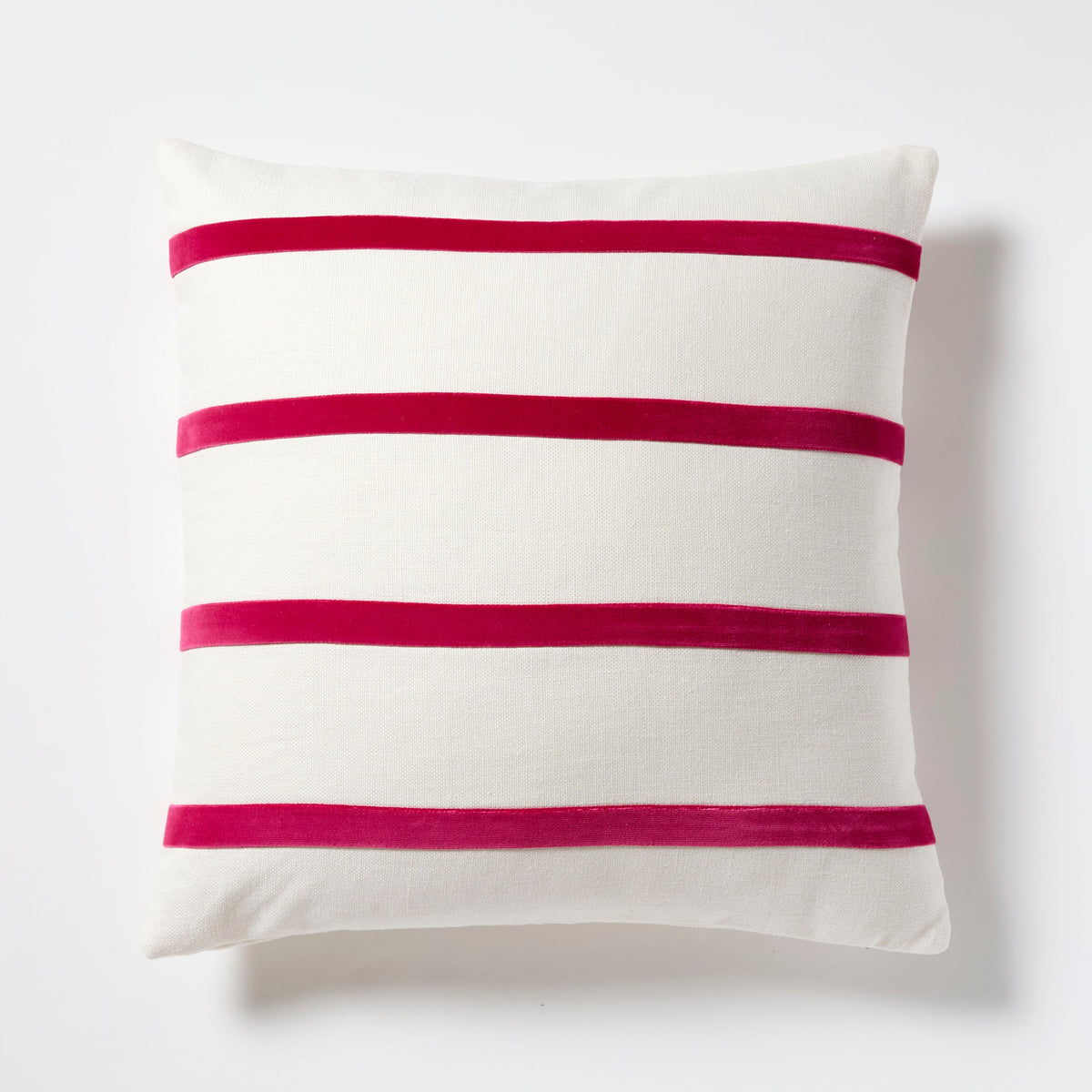 Fuchsia Pink and Ivory Thin Velvet Stripe Throw Pillow