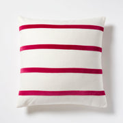 Fuchsia Pink and Ivory Thin Velvet Stripe Throw Pillow