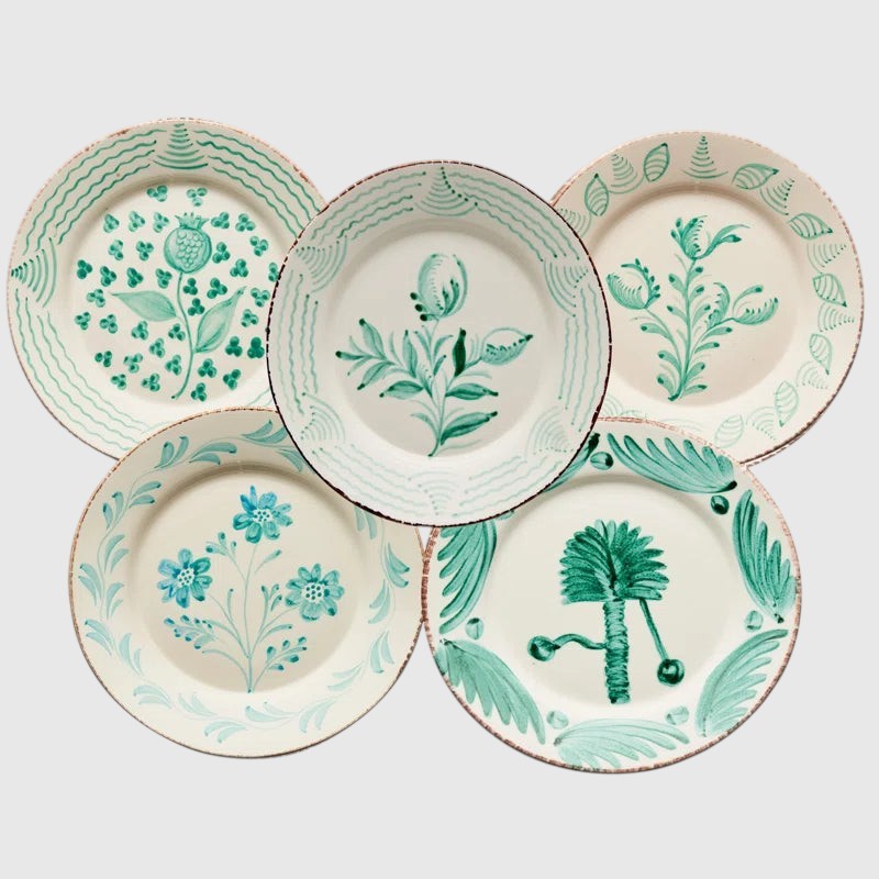 Green Casa Nuno Assorted Ceramic Dinner Plates, Set of 10
