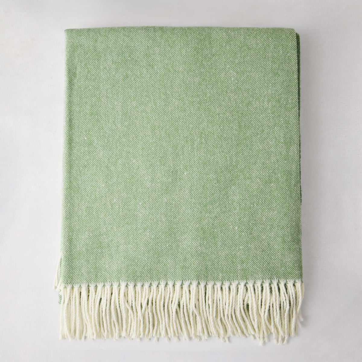 Green Italian Herringbone Throw Blanket